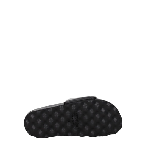 Off-White Black Leather Slippers Sandals